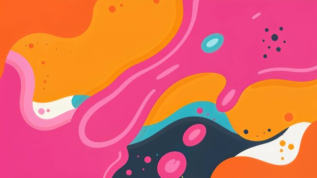 Vibrant Abstract Flow: A dynamic explosion of abstract shapes and colors, featuring fluid, organic forms in a vibrant palette of pink, orange, and blue.