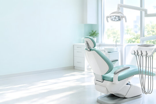 Empty Dental Chair in Bright Modern Dental Clinic