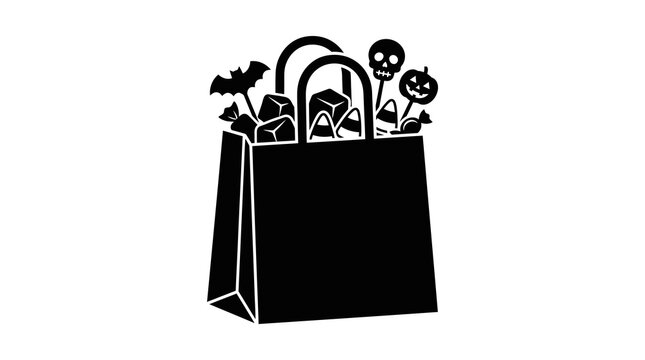 Halloween shopping bag with spooky icons