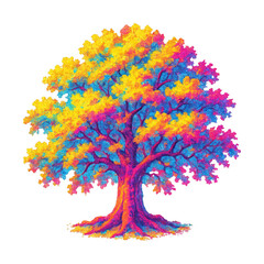 Obraz premium PNG Vibrant colorful artistic tree