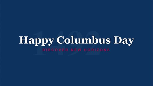 Happy columbus day typography greeting with historical 1492 text minimalist grid layout design for promotional social media banner and website