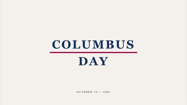 Columbus day typography set with minimalist clean aesthetic for historical anniversary celebration graphics and national holiday promotional materials