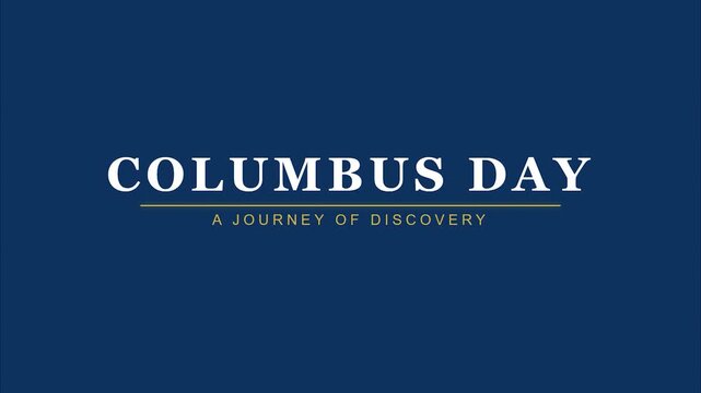 Columbus day typography journey of discovery text minimalist elegant blue background gold accent digital display graphic social media header promotion