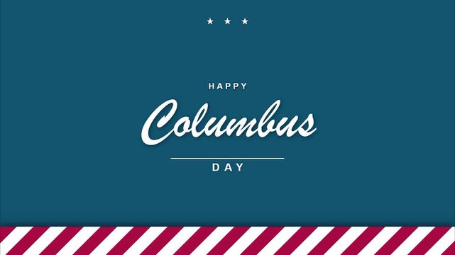 Happy columbus day celebration typography minimalist clean flat design american flag stripes social media post template set for october holiday promotions