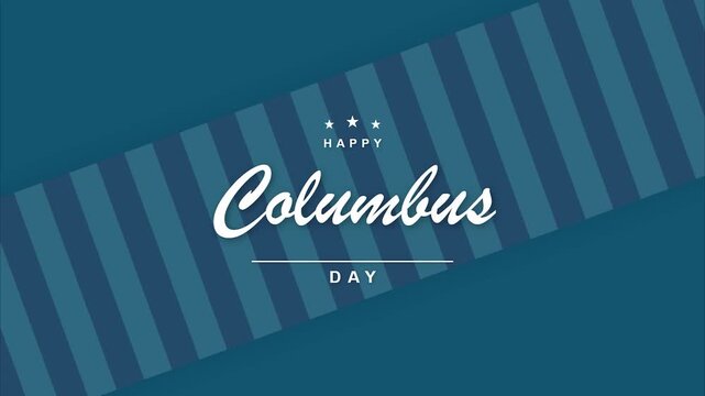 Columbus day greeting typography abstract blue stripes background clean minimalist layout for social media announcement holiday celebration