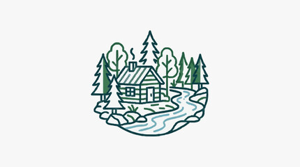 Fototapeta premium Cozy Mountain Cabin Winter Retreat.