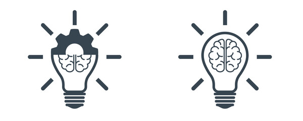 Charcoal Knowledge Brain and Settings Icon Set Isolated on Transparent Background PNG Vector Symbols © House of Designs