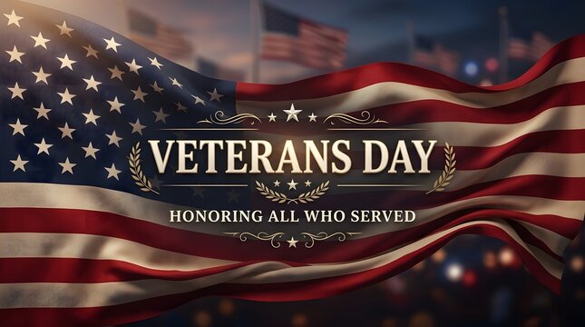 Patriotic veterans day background featuring a waving american flag to honor and celebrate all brave military veterans