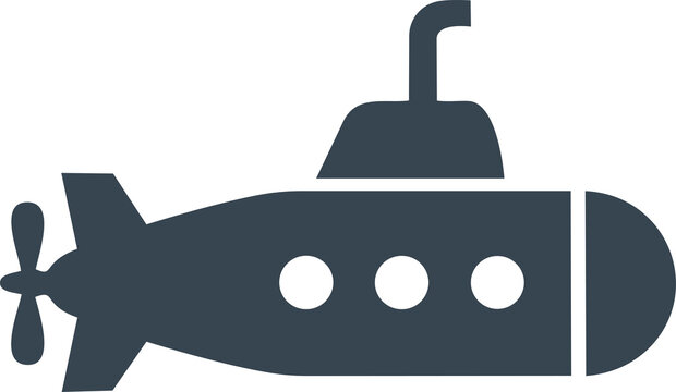 Charcoal Submarine Solid Vector Icon for Naval Defense, Underwater Exploration, Marine Transport and Military Design PNG
