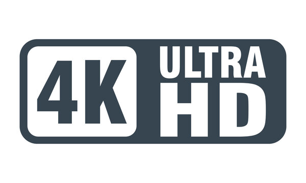 Charcoal 4K Ultra HD Symbol Icon for High Definition Video, Television, Streaming and Digital Media PNG Vector