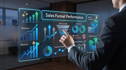 Obraz premium Revenue Growth - Sales Funnel Performance Virtual Growth Interface