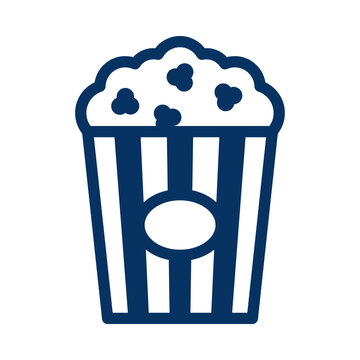 Simple linear icon of a striped popcorn bucket for cinema snack design transparent background