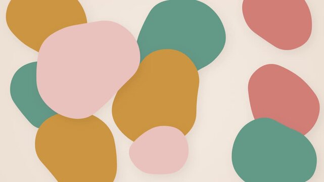 Abstract background with floating colorful organic shapes on a soft cream surface soft colors pastel shapes modern pattern graphic design rounded blobs
