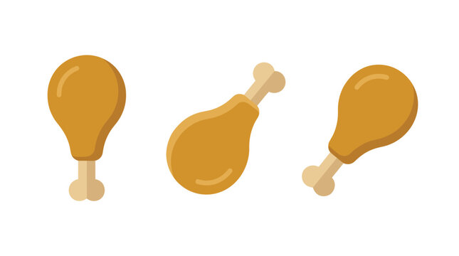 Crispy fried chicken wings and drumsticks flat vector illustration