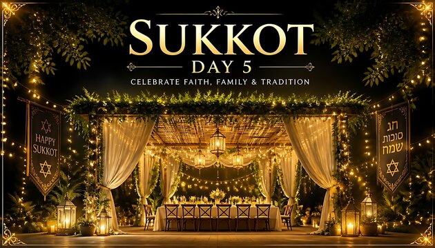 Beautifully lit sukkah canopy for a sukkot holiday family celebration with jewish holiday outdoor canopy harvest festival feast booths religious tradition holiday gathering spiritual obs