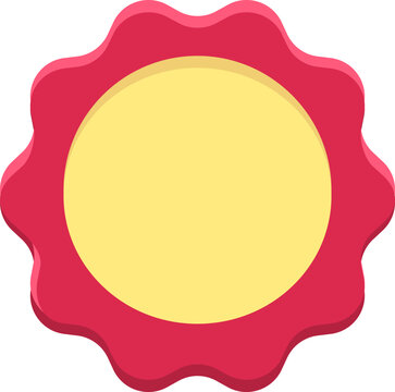 Seal stamp badge rosette icon for guarantee award graphic, quality red bold emblem for certified patented warranty blank empty template, medal achievement simple minimalist style clip art