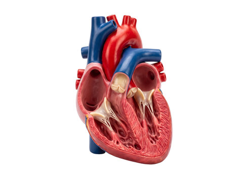 human heart anatomy model isolated transparent background medical education cardiology science biology organ structure healthcare research surgical study object