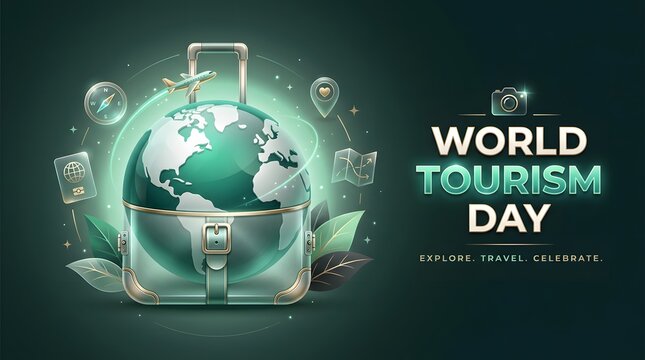Suitcase containing a globe a vector illustration for world tourism day