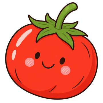 Cute Hand Drawn Tomato Illustration Isolated on Transparent Background
