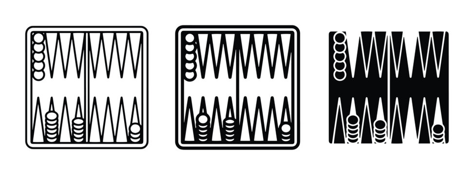 Backgammon Board Icons, Game Pieces, Strategy Symbols, Classic Board Game Vector Graphics