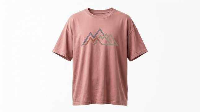 Dusty Rose T-shirt with Minimalist Mountain Range Graphic Design for Outdoor Adventure and Casual Wear
