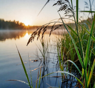 Morgentau am See 1