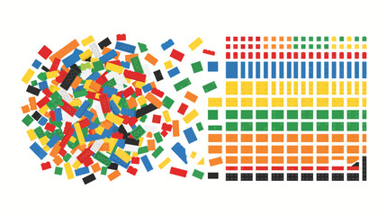Obraz premium LEGO-style building blocks from a messy into a perfectly