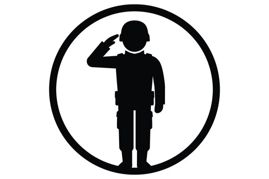 Military soldier saluting inside circular frame icon with soldier salute army soldier military person salute sign armed forces military uniform defense force uniformed soldier veteran icon