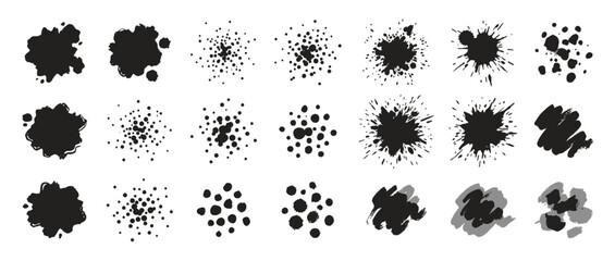 Fototapeta premium Collection of Abstract Ink Splatter and Dot Burst Shapes