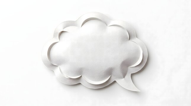 A blank white paper speech bubble isolated on a clean background for creative design and communication concepts