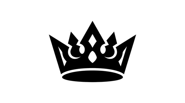 Minimalist black crown silhouette vector icon, elegant symbol of royalty, authority and leadership
