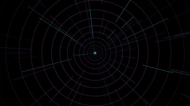 Abstract geometric lines rotating on black background