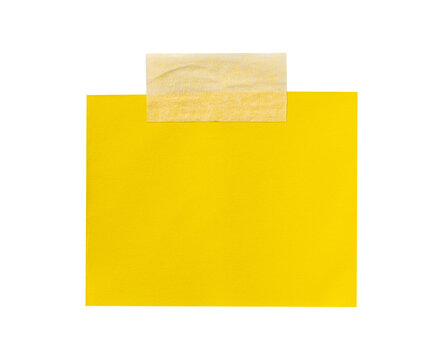 yellow sticky notes with paper tape isolated