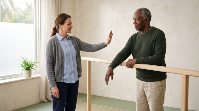 Therapist supports a gentle wrist mobility exercise
