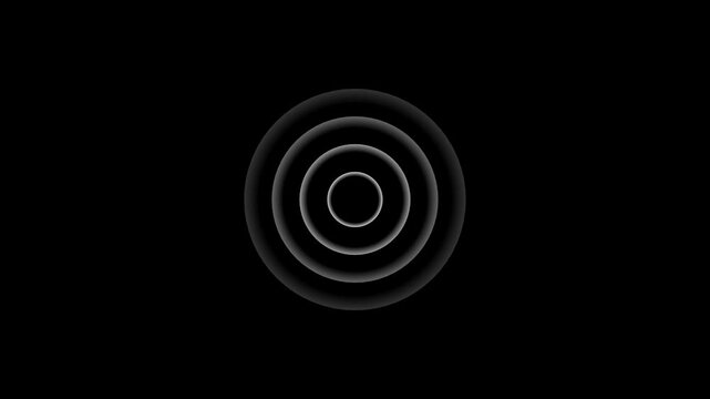 spiral radio wave station signal animation on black background. Radio Waves in Circle Form, Radio wave signal and sound wave signal, radar animated. animation in black background, 4k video.