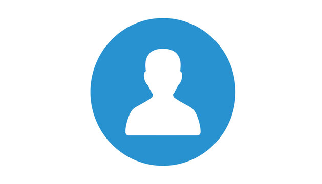 Clean vector icon of a generic user avatar depicted as a white human silhouette inside a solid bright blue circle.