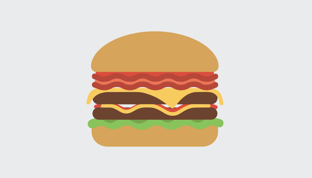 Mouthwatering double cheeseburger with bacon, cheese, lettuce, and multiple meat patties on a light grey background.