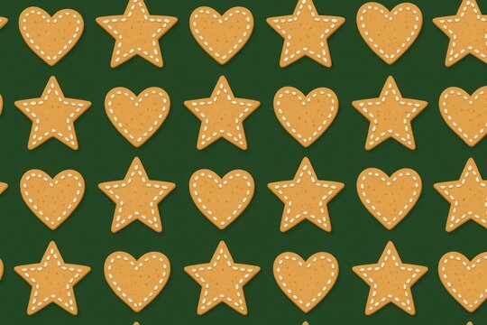 Festive gingerbread heart star pattern