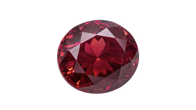 Polished red ruby gemstone crystal isolated on dark background