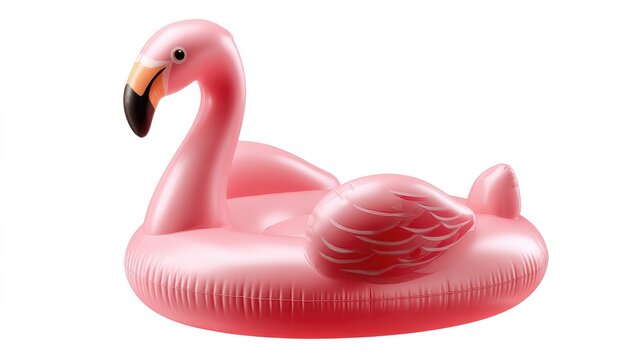Inflatable Flamingo Pool Float: A vibrant pink inflatable flamingo pool float is ready for a summer of fun, perfect for lounging in the water.
