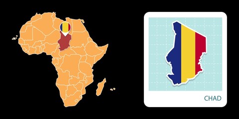Stylized Chad map highlighting a selected territory with a locator pin and inset reference graphic for geographic context. © Umm Hamzah
