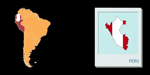 Stylized Peru map highlighting a selected territory with a locator pin and inset reference graphic for geographic context. © Umm Hamzah