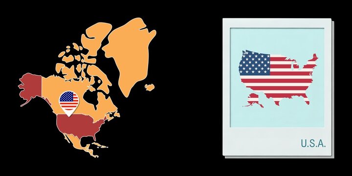 Stylized USA map highlighting a selected territory with a locator pin and inset reference graphic for geographic context.