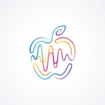 Colorful abstract apple logo design with vibrant gradient lines for brand identity and app icons