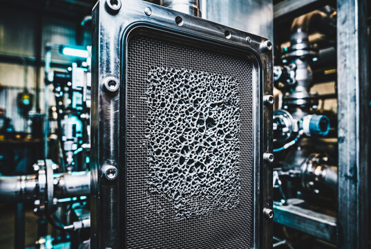 Detailed View of Porous Sorbent Contactor and Wire Mesh Filter in an Industrial Carbon Capture Test Rig