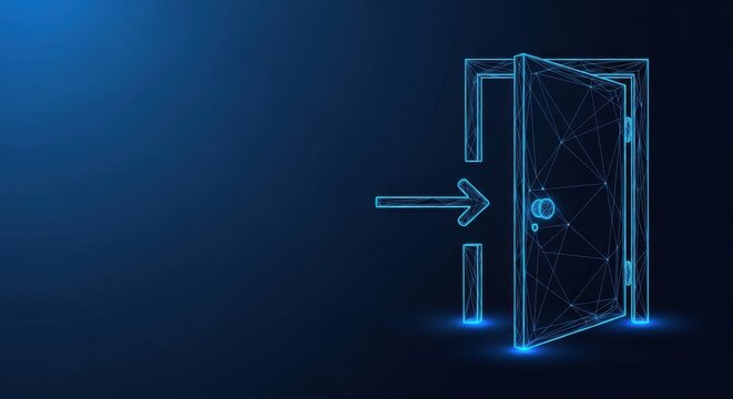 Digital Doorway with Arrow Icon Indicating Entry and Access Through Technology