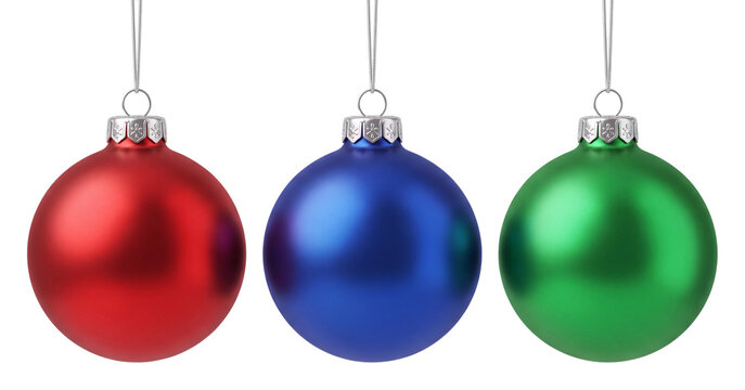 Colorful Christmas ornaments isolated on transparent background