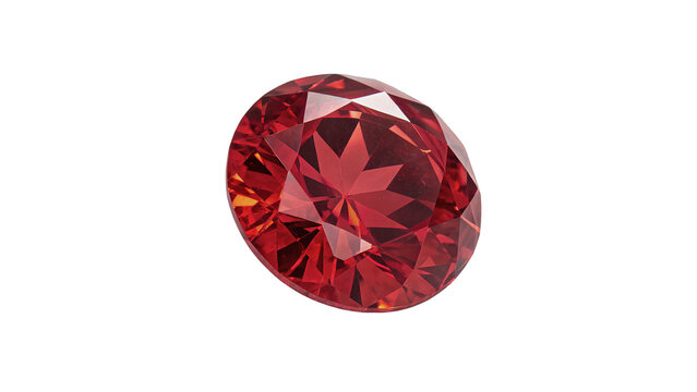 Polished red ruby gemstone crystal isolated on dark background