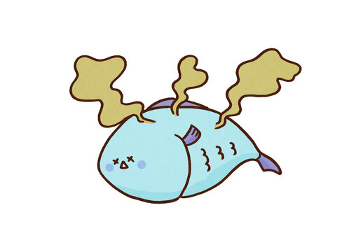 Rotten fish emitting a foul odor from its body, something smells fishy idiom or suspicious feeling concept