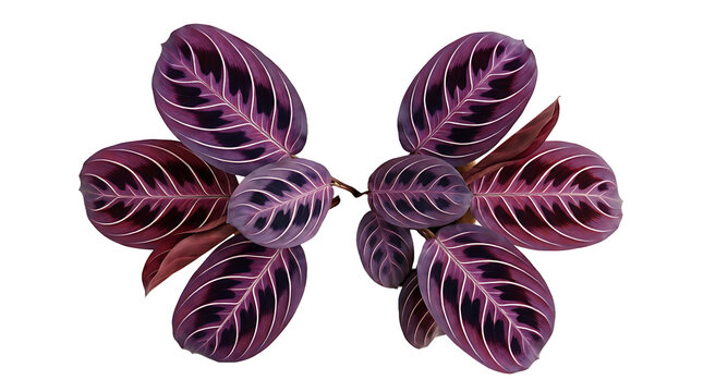 Maranta leuconeura 'Kerchoveana' Prayer Plant Leaves PNG Cutout Graphic, isolated on transparent background